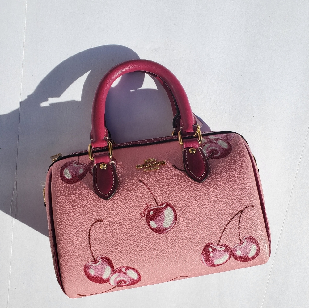 Coach Mini Rowan Pink Cherry Print NWOT